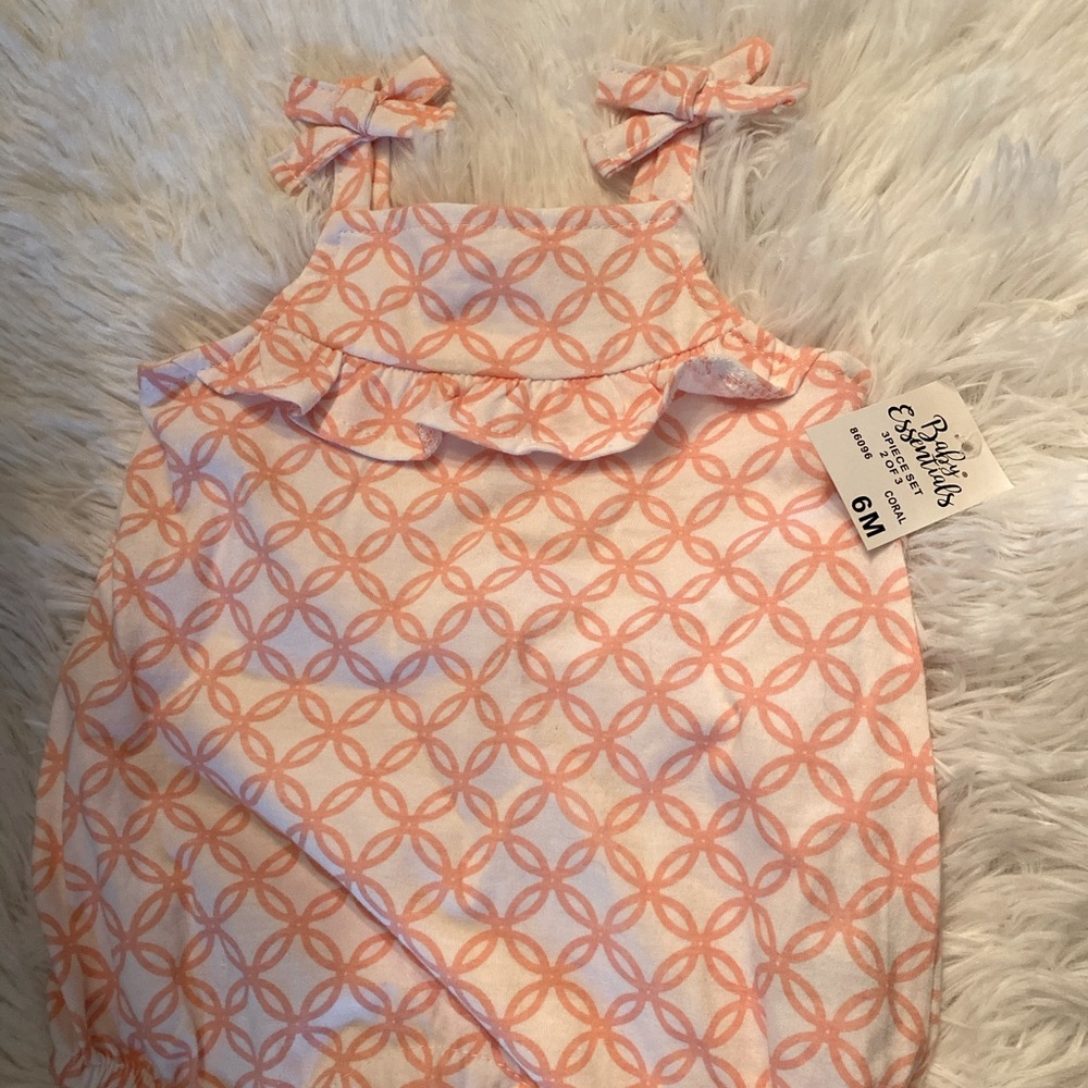 3/$10 ❤️ NWT First impressions coral ruffle onesie